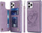 Cavor Card Holder Case for iPhone 11 Pro Max - PU Leather Shockproof Wallet with Credit Card Slots, Heart Purple