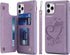 Cavor Card Holder Case for iPhone 11 Pro Max - PU Leather Shockproof Wallet with Credit Card Slots, Heart Purple