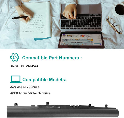 Fancy Buying AL12A32 AL12A72 Laptop Battery Replacement for Acer Aspire V5 Series, 4ICR17/65