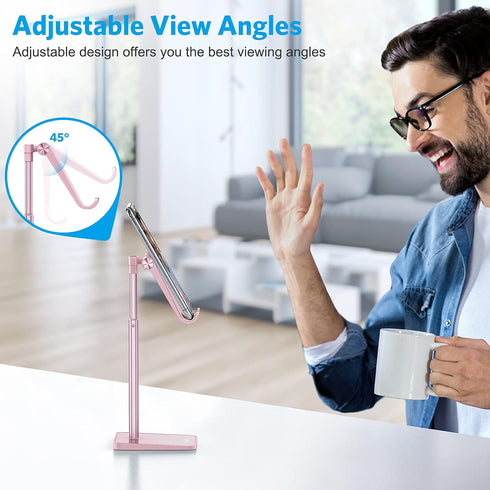 OMOTON Adjustable Cell Phone Stand, Height Desk Dock Holder for iPhone SE 2/11/11 Pro/XS Max/XR, Samsung Galaxy