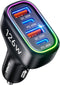 126W Dual PD60W&QC30W USB Car Charger Adapter, Fast Charging 4 Ports for iPhone 16/15/14/13/12, Samsung Galaxy