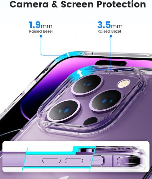 Mkeke iPhone 14 Pro Case Clear, Military Grade Protection, Not Yellowing Shockproof Phone Cover