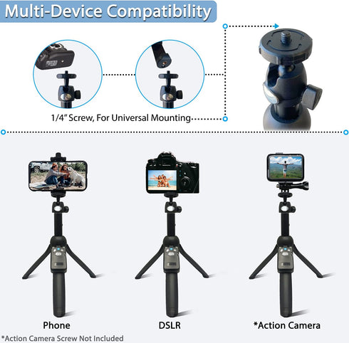 Fugetek 42" Compact Selfie Stick & Tripod, Lightweight Aluminum, Wireless Bluetooth Remote, Travel Ready, Compatible