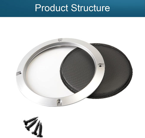 Fielect 5" Silver Speaker Grill Cover Mesh Decorative Circle Woofer Guard Protector with 4 Screws Audio Accessories