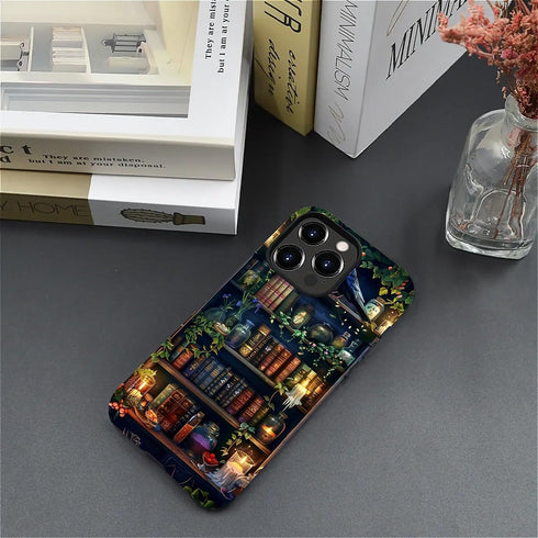 DAIZAG 14 14 Compatible with iPhone Pro Max Case,Book Lover Bookshelf Full Pattern Plastic Soft TPU Anti-Drop,Double