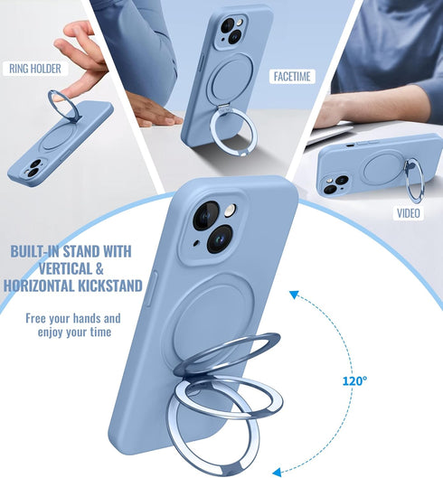 Vanxiliiy 13 13 6.1" Compatible with iPhone Case with Stand, Premium Slim Liquid Silicone Phone Cases for iPhone
