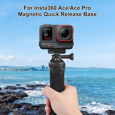 PULUZ Magnetic Quick Release Mount for Insta360 Ace Pro/Ace Action Camera, Aluminium Alloy Base with 1/4-inch Screws