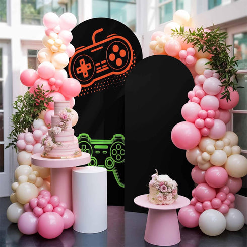 BaqwedCoSz 6 Game Theme Arch Backdrop Cover FT Game Controller Stretchy Elastic Arch Stand Covers Spandex Arched