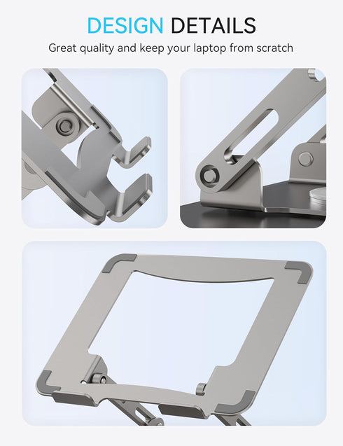 SOUNDANCE 360 Rotating Laptop Stand, Ergonomic Computer Riser for Desk, Adjustable Height Multi-Angle Metal Holder