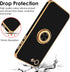 Hython Black Case for iPhone SE 2022/2020, iPhone 7/8, with Rose Gold Ring Holder, Shockproof TPU Bumper & Camera