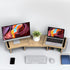 Zimilar Large Oak Dual Monitor Stand Riser with Adjustable Length and Angle, Wood Monitor Stand for 2 Monitors with