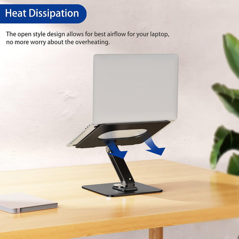 BESIGN LSX7 360 10-15.6" Laptop Stand with Rotating Base, Ergonomic Adjustable Notebook Riser, Foldable Computer Holder