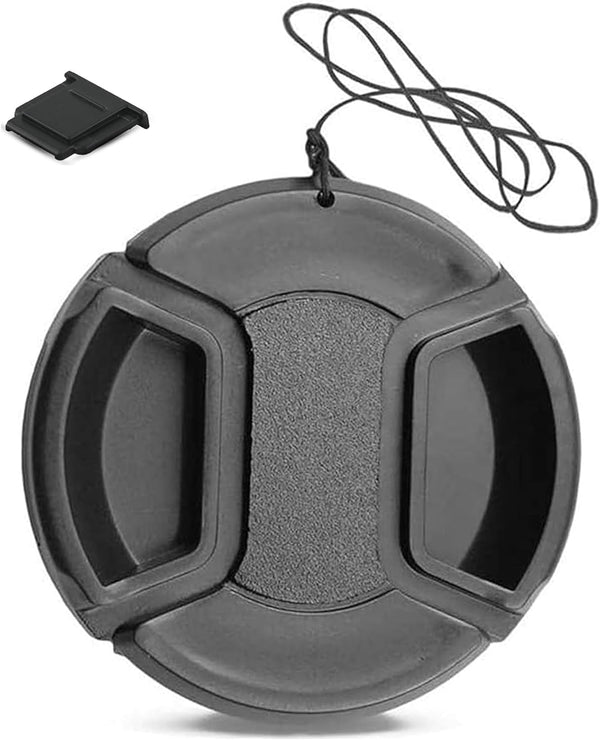 77mm Camera Lens Cap, PCTC Snap-On Center Pinch Front Cover with Strap for Nikon, Canon, Sony