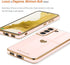 Teageo Light Pink Galaxy S22 5G Case for Women, Cute Love-Heart Luxury Bling Soft Back Cover with Camera Protection