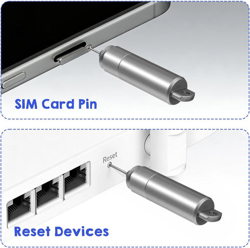 Ymapinc 2 1 Reset (2-Pack) in Dual Head SIM Card Removal Tool, SIM Ejector Pin with Keychain Hook, Easy to Carry