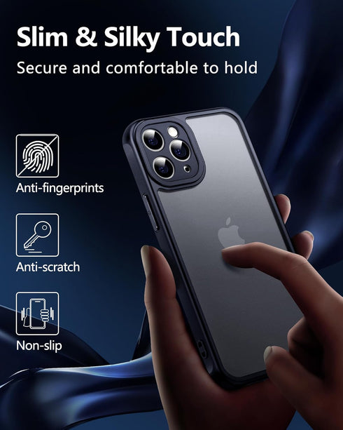 3 in 1 iPhone 11 Pro Max Case, Anti-Yellowing Military-Grade Protection with 2 pcs Screen Protector, Black