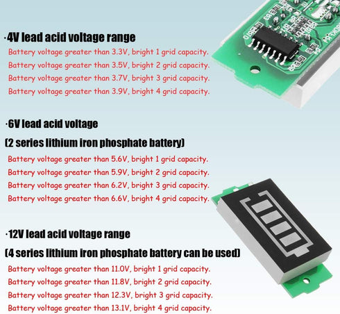 3S 12.6V Lithium Battery Capacity Indicator Module, LCD Display Electric Vehicle Battery Power Tester, Li-ion 2Pcs