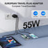European USB C Charger, 55W European Travel Plug Adapter 4-Port USB C Fast Charging Block US to Europe Plug Adapter Type C Power Adaptor for iPhone 15 14 13 12 11 Pro Max XS X 8, Galaxy, Android