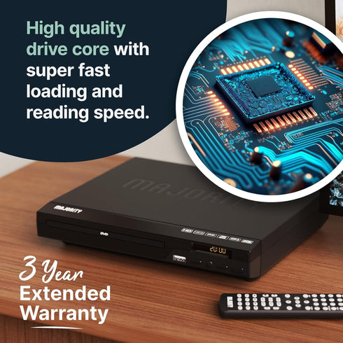 Majority 1080P MP3 HDMI DVD Player for TV | Region Free DVD Players for Smart TV | Mini DVD Player with USB, CD & |
