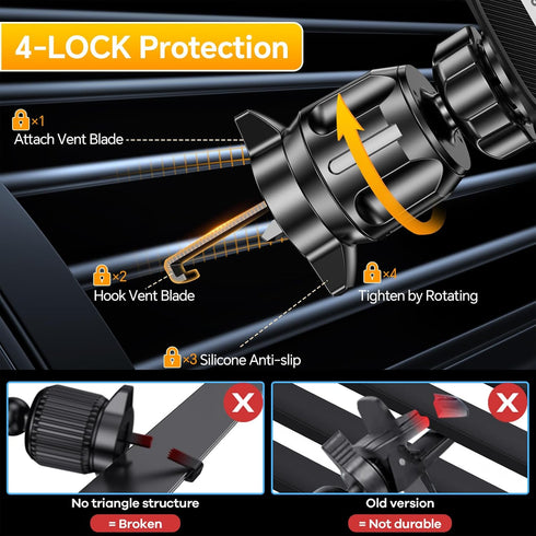 Car Phone Holder Mount?36mm Longer-Metal Hook Clip?Phone Holder for Car Vent Phone Mount?Hands Free?Car Phone mount for Car, Cell Phone Holder Car Phone Holders for iphone Car Mount & All Smartphones