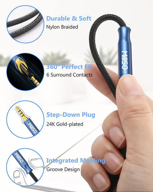 MillSO 3.5mm Headphone Extension Cable, Nylon Braided (8 FT) TRRS Male to Female Stereo Aux Audio Extension Cable