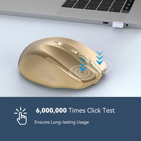 TECKNET Wireless Mouse, 2.4G Ergonomic Optical Mouse, Computer Mouse for Laptop, PC, Chromebook, Notebook, 6 Buttons,