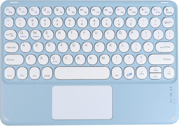 Wireless Bluetooth Keyboard with Touchpad, 10 Inch Round Key, Rechargeable Portable Office for iOS, Android, Windows