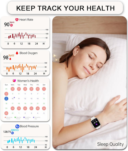 Smart Watch for Women, 1.85 Touch Screen Fitness Tracker with Bluetooth Call, Sleep Monitor, 20 Sport Modes