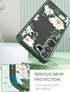 Dretal Galaxy S22 5G Case - Floral Military Grade, Slim Hard Back & Soft Edge + Tempered Glass Protector (Green)