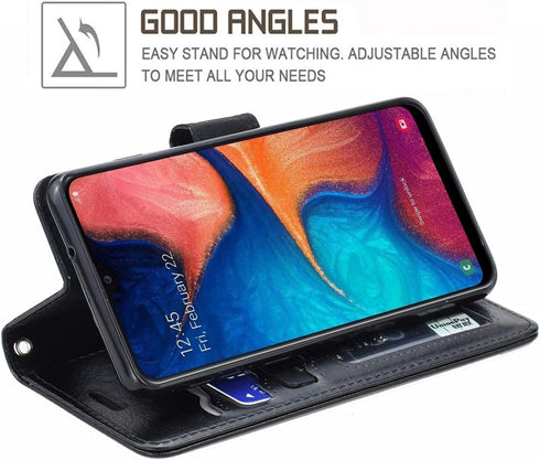 Galaxy A20 Case, Galaxy A30 Case, PU Leather Wallet Flip Protective Phone Cover with Card Slots for Samsung