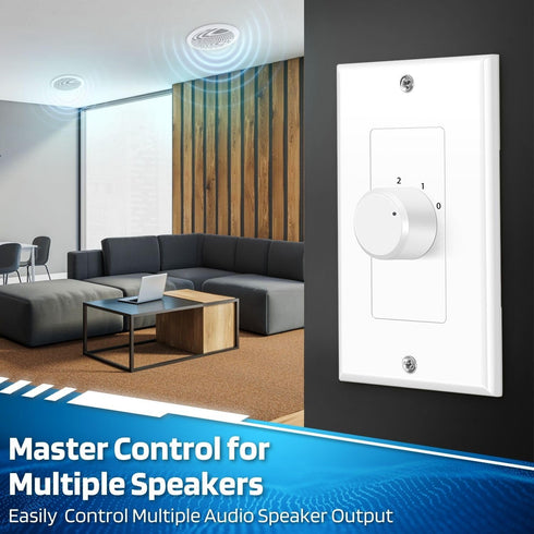 TNP Wall Mount Plate Volume Control Knob - 100W Flush in Wall Volume Control for Speakers, Audio Compatibility