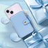M-Plateau RFID Blocking Phone Wallet Stick on Leather, Attachable Card Holder for Most Smartphones (Sky Blue)