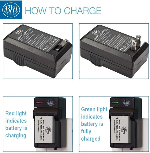 BM Premium 2 Pack NB-10L Battery and Charger Kit for Canon PowerShot G15, G16, G1X, G3X