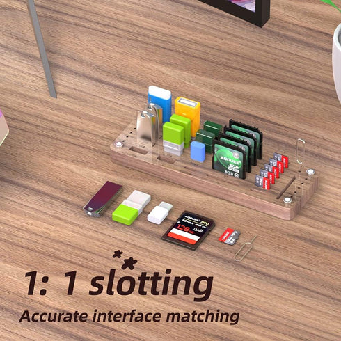 Wooden Memory Card Case, TF Cards Box and USB Drive Holder, Micro SD Card Carrying Case - AJSNH01M