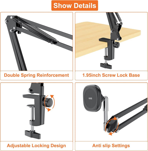VRIG Select VRIG Overhead Phone Mount Stand for Bed with Magsafe, Articulating Arm Cell Phone Holder for Desk, Cell