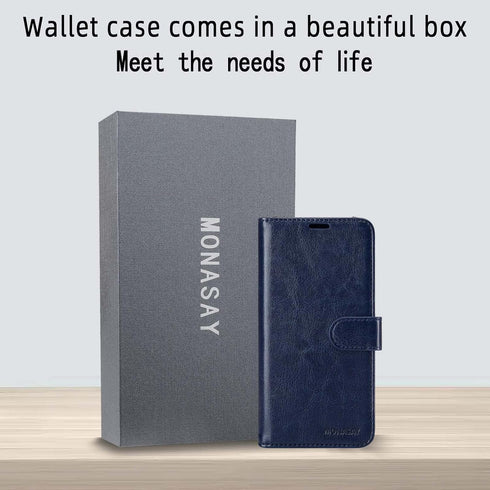 MONASAY Wallet Case Compatible for iPhone 11, 6.1-inch, Flip Folio Leather Cover with Credit Card Holder, Blue