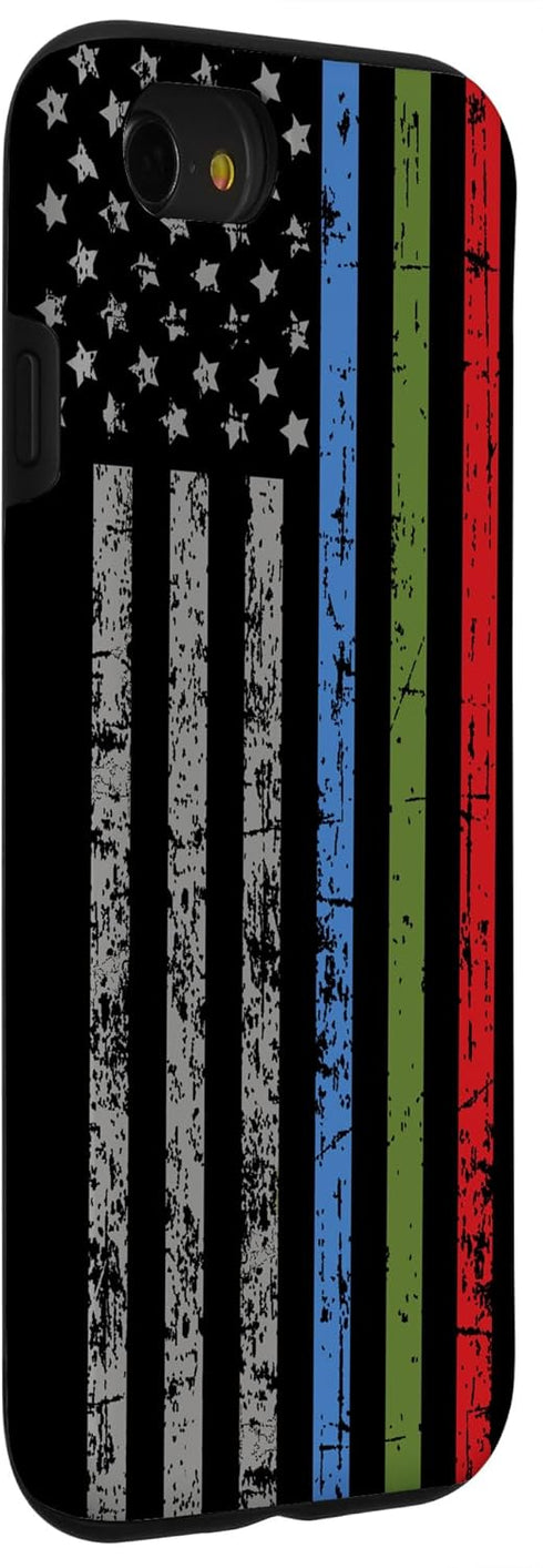 iPhone SE (2020) / 7 / 8 Police Military and Fire Thin Blue Green Red Line Flag Case