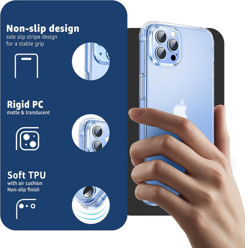 ORIbox Clear Matte Translucent Case for iPhone 12 Pro Max - Lightweight Shock Absorption, Anti-Fingerprint Crystal