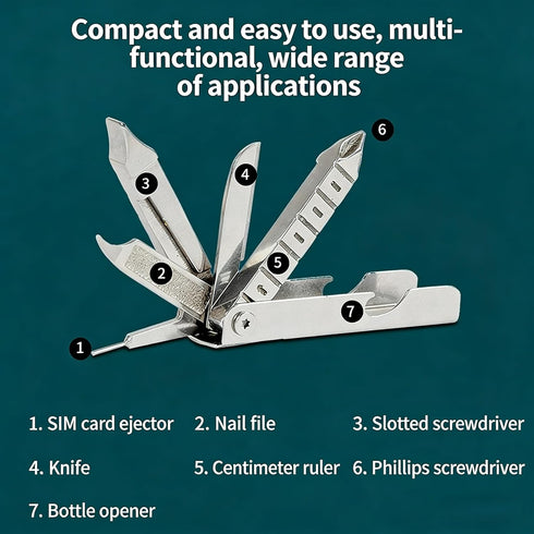 YePeiJun 7 1 Multifunctional Sim Card Ejector Tool in Pocket Tool with Sim Card Pin Nail File Screwdriver Knife Bottle