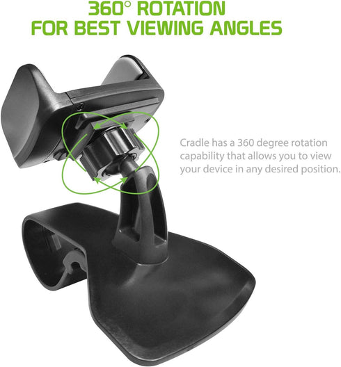 Dashboard Phone Mount Cradle, 360 Rotating Smartphone Holder for iPhones, Samsung Galaxy, Google Pixel