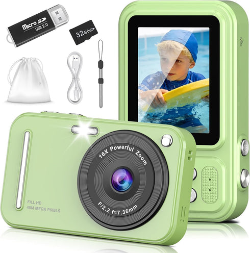 HILDCROA Digital Camera for Kids, 48MP FHD 1080P Point and Shoot Digital Cameras