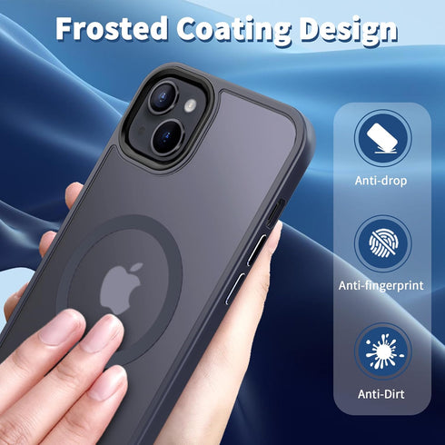 CACOE Dark Blue Magnetic Case for iPhone 13 & 14 (6.1") - Shockproof, Anti-Fingerprint, MagSafe & Car Mount Compatible.