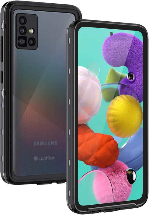 Lanhiem for Samsung Galaxy A51 Case, IP68 Waterproof Dustproof with Built-in Screen Protector, Heavy Duty Phone Case