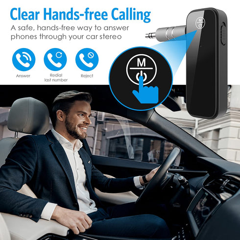 (Newest) Aux Bluetooth 5.0 Adapter for Car, Bluetooth Receiver for Car Home Stereo System and Headphones