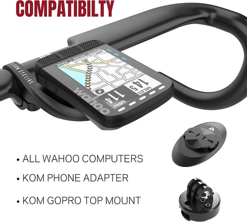 KOM Cycling Wahoo Elemnt Mount, Compatible with Multiple Wahoo Computers, Out Front Computer Mount (White)