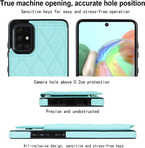 Asuwish Wallet Cover Phone Case for Samsung Galaxy A51 5G, with Tempered Glass Screen Protector, Mint Green