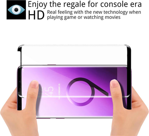 3D Curved Tempered Glass Screen Protector for Galaxy S9 Plus - 3 Pack with Easy Installation Tray, Case Friendly.