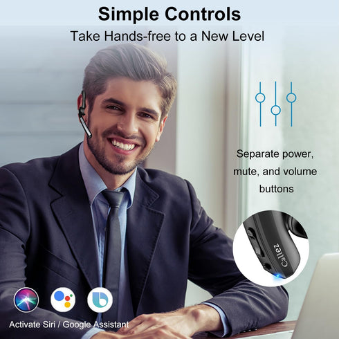 Callez Bluetooth Headset V5.0, CVC8.0 Dual Mic Noise Cancelling Wireless Earpiece for iPhone Android Cell Phone Trucker