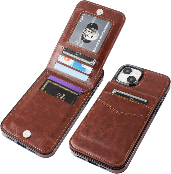 KIHUWEY Wallet Case for iPhone 15 Plus with Credit Card Holder, Flip Premium Leather Magnetic Clasp Cover