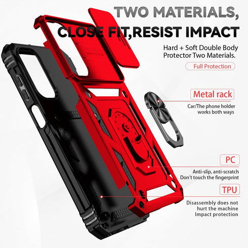 for Samsung A15 5G Case with Screen Protectors and Camera Cover, Military Grade Drop Tested - Red
